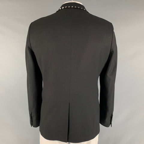 PHILIPP PLEIN Size 42 Black Studded Polyester Wool Sport Coat
