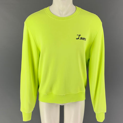 AMIRI Size XS Neon Black Embroidery Cotton Crew-Neck Lovers Sweatshirt