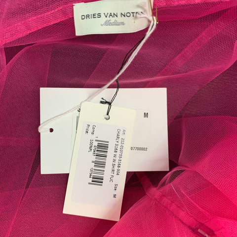 DRIES VAN NOTEN Size M Pink Polyester See Through Belted Coat