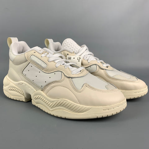 ADIDAS Size 10 White Cream Textured Leather Perforated Supercourt RX Sneakers
