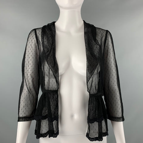 KIMCHI BLUE Size S Black See Through Open Front Casual Top