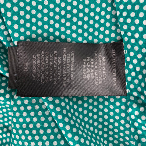 BURBERRY PRORSUM Spring 2014 Size S Green & White Polka Dot Button Down Long Sleeve Shirt