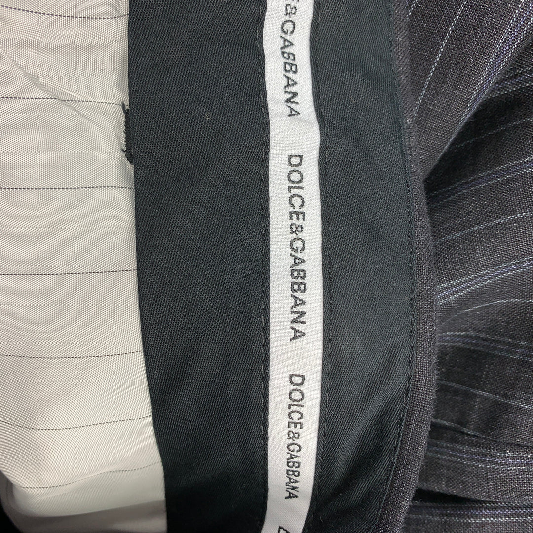 DOLCE & GABBANA Size 34 Charcoal Stripe Linen Casual Pants
