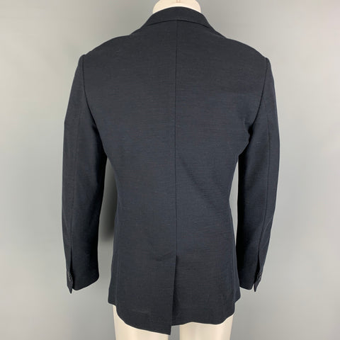 ADOLFO DOMINGUEZ Size 40 Navy Textured Ramie Blend Sport Coat