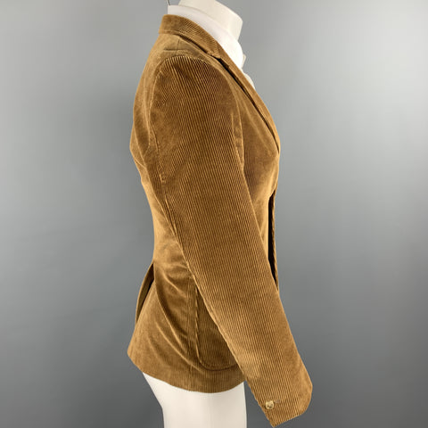 MAISON KITSUNE Size 36 Light Brown Corduroy Notch Lapel Brass Button Blazer