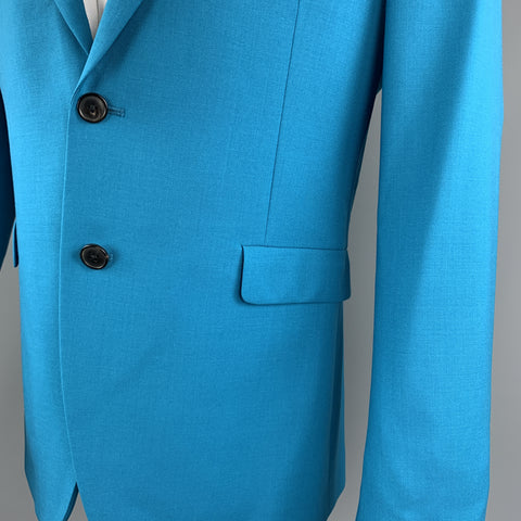 PAUL SMITH Size 40 Aqua Wool Notch Lapel Two Buttons Sport Coat