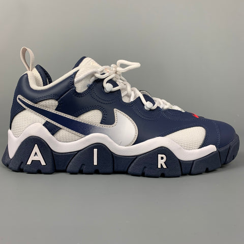 Zapatillas NIKE Air Barrage talla 10.5 de cuero de malla azul y blanco