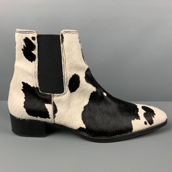 STEVE MADDEN Size 13 Black White Animal Print Ankle Boots