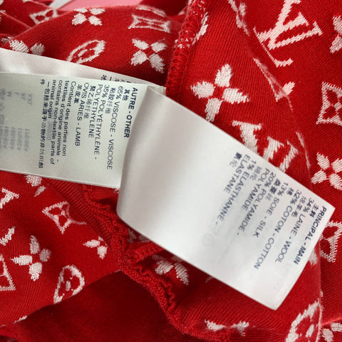 LOUIS VUITTON Size S Red White Viscose Blend Hooded Jumpsuit