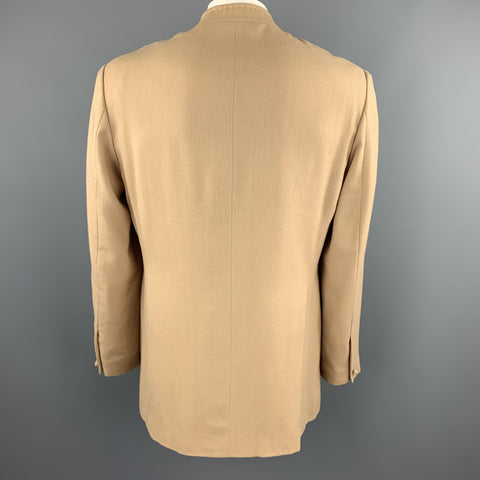 Vintage 42 Khaki Wool Mandarin Collar Top Stitch Jacket