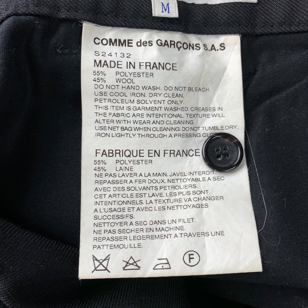 CAMISA COMME des GARCONS Talla M Pantalón casual Bondage con cinturón de poliéster / lana negro