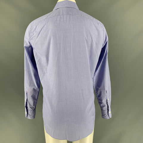 TINCATI Size M Blue Checkered Cotton Button Down Long Sleeve Shirt