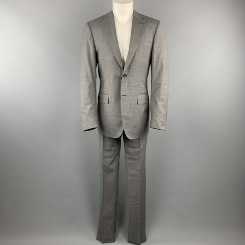 CANALI Size 38 Gray Nailhead Virgin Wool Notch Lapel Suit