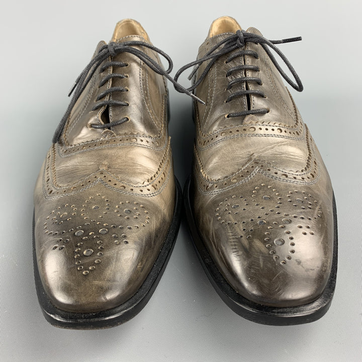 OLIVER SPENCER Size 11 Taupe Antique Leather Wingtip Lace Up Shoes