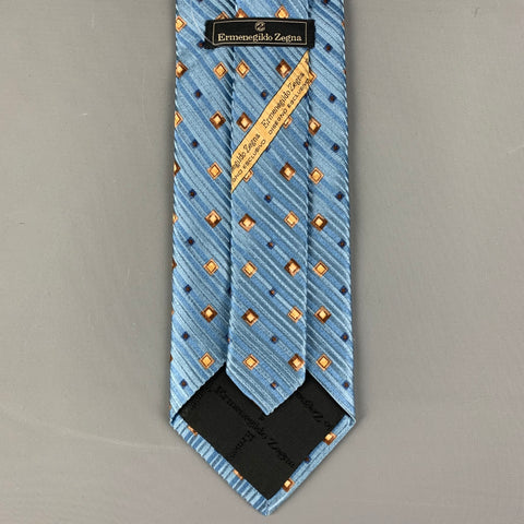 ERMENEGILDO ZEGNA Blue & Yellow Rhombus Silk Tie
