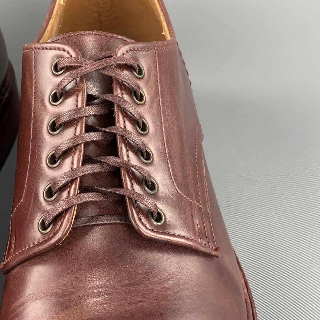 PAUL SMITH Size 9 Solid Burgundy Leather Cap Toe Lace Up