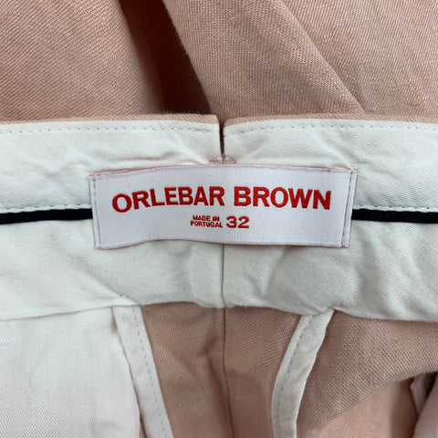 ORLEBAR BROWN Size 32 Pink Cotton Flat Front Pants