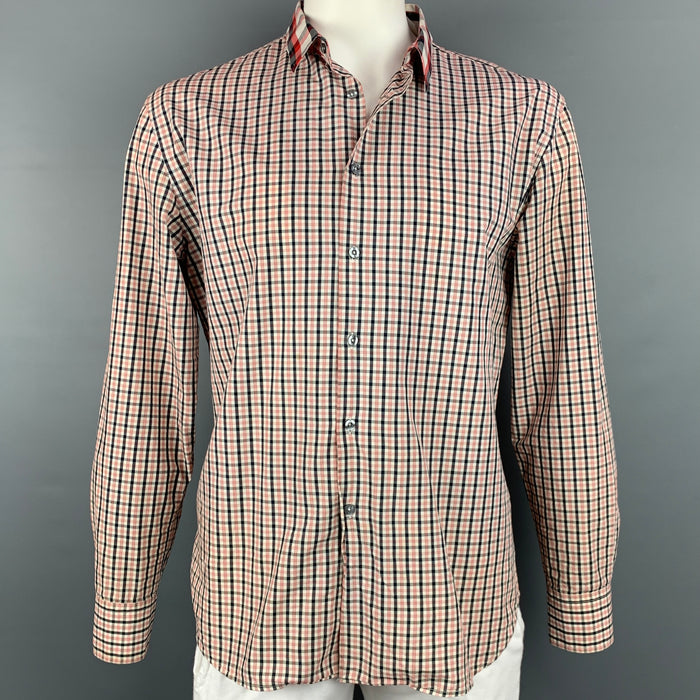 PS by PAUL SMITH Size L White & Red Checkered Cotton Long Sleeve Shirt
