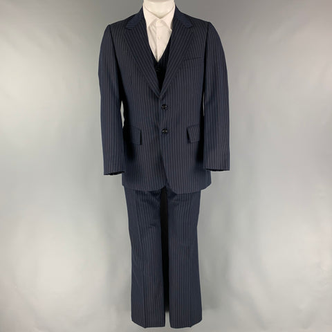FABERGE Size 40 Navy Cream Pinstripe Single breasted 32 30 Suit