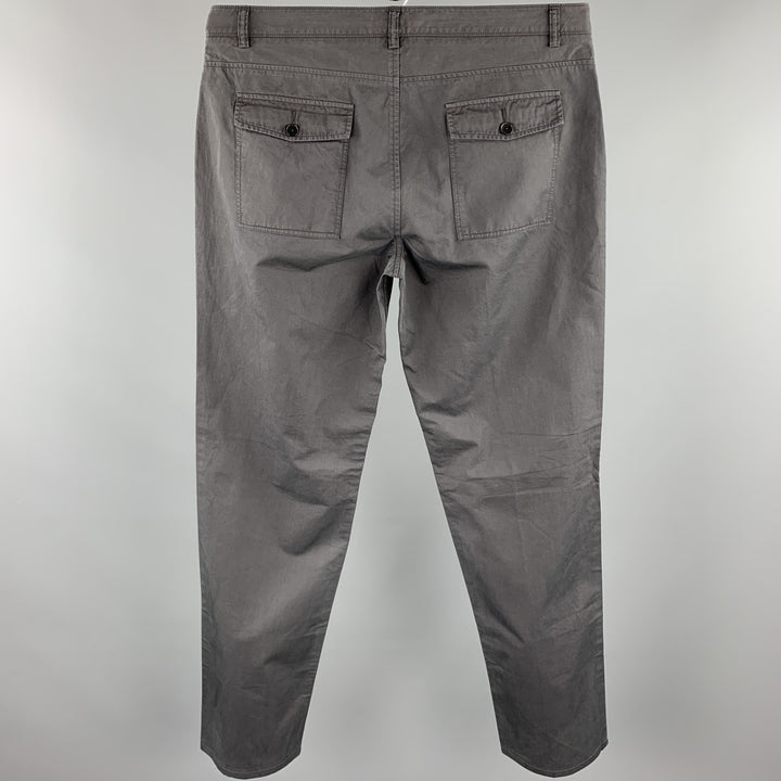 THEORY Size 34 Charcoal Cotton Zip Fly Casual Pants