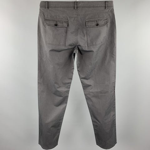 THEORY Size 34 Charcoal Cotton Zip Fly Casual Pants