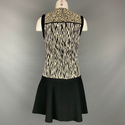 PROENZA SCHOULER Taille 6 Robe trapèze sans manches en mélange d'acrylique noir et blanc