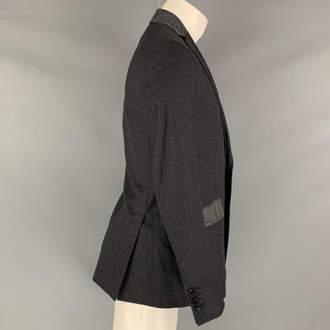 ETRO Size 38 Charcoal Mixed Fabrics Wool Blend Notch Lapel Sport Coat