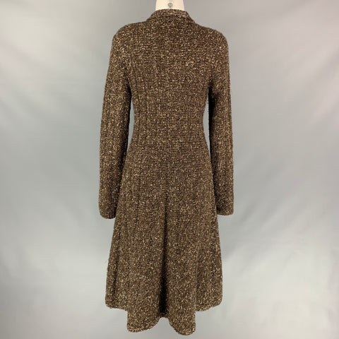 RALPH LAUREN Purple Label Size 8 Gold & Brown Knitted Cashmere Blend Coat