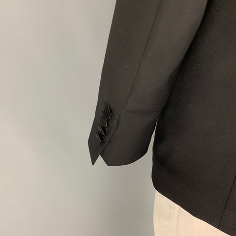 BURBERRY LONDON Size 42 Black Wool Mohair Tuxedo Sport Coat