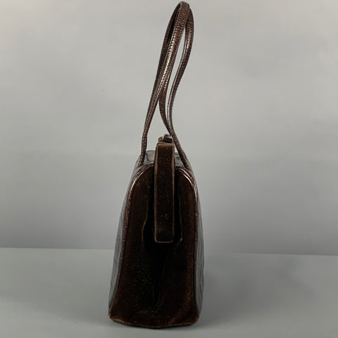 Vintage PRADA Brown Alligator Embossed Leather Velvet Mini Handbag