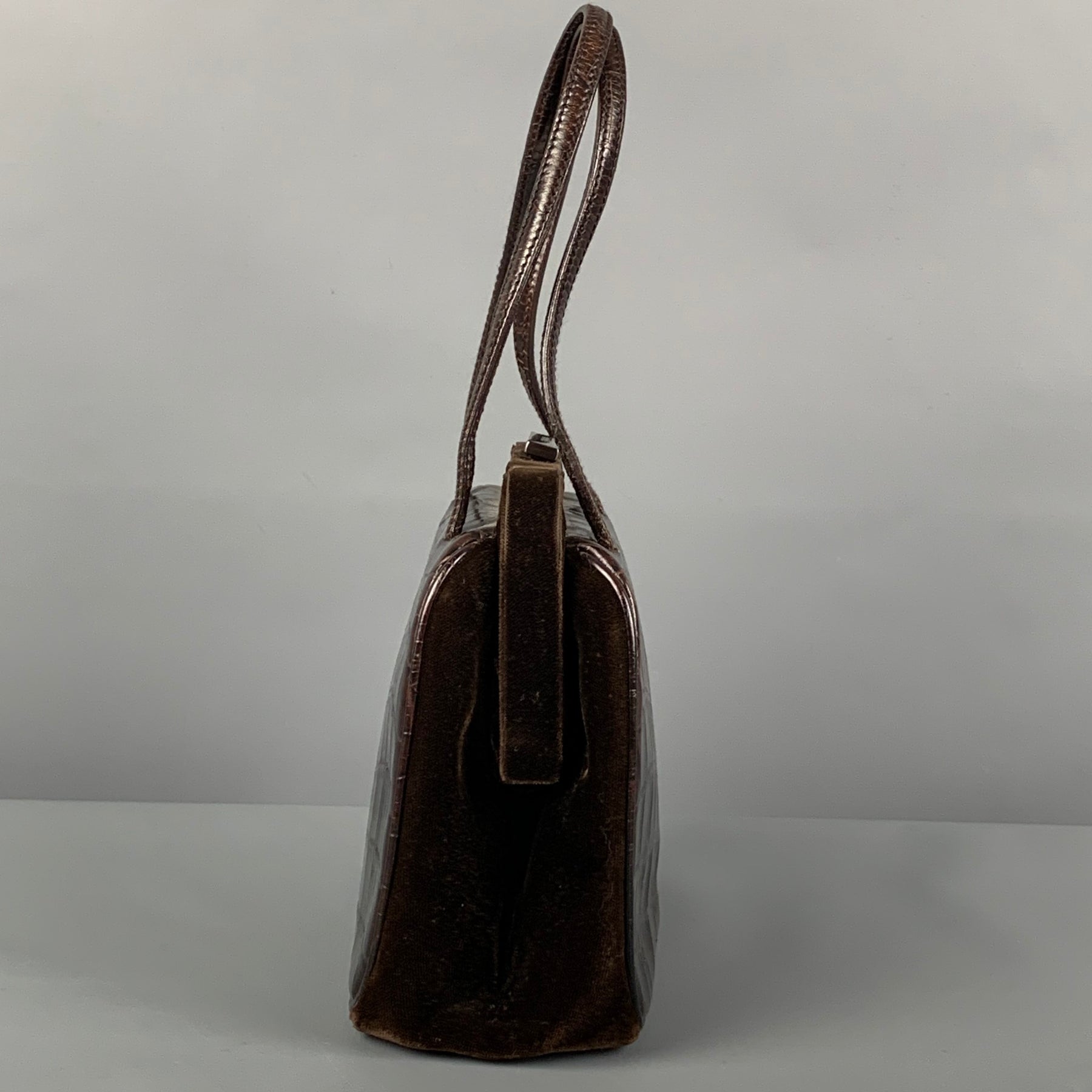 Prada Yellow Brown Exotic Leather Small Mini Top Handle Kelly Flap Shoulder  Bag at 1stDibs