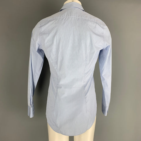 PRADA Taille S Chemise à manches longues en coton à carreaux bleu blanc