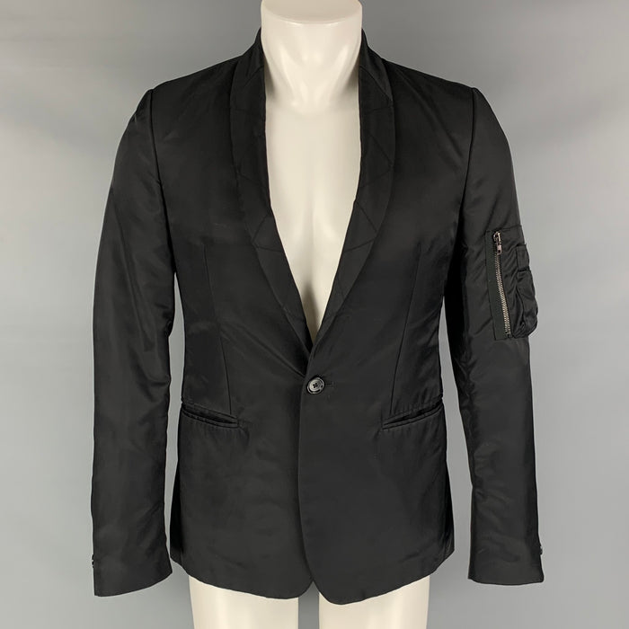MIU MIU Size 36 Black Solid Shawl Collar Sport Coat