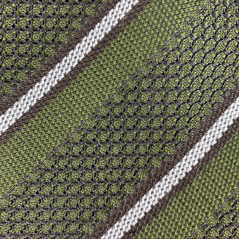 DRAKES LONDON Green Light Blue Diagonal Stripe Silk Tie