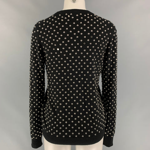 MICHAEL KORS COLLECTION Size M Black & Silver Studded Cashmere Pullover