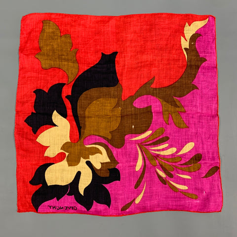 GIVENCHY Multi-Color Floral Linen Pocket Square