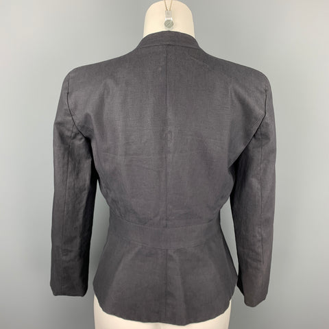 GIORGIO ARMANI Size 6 Slate Silk / Linen Zip Up Jacket