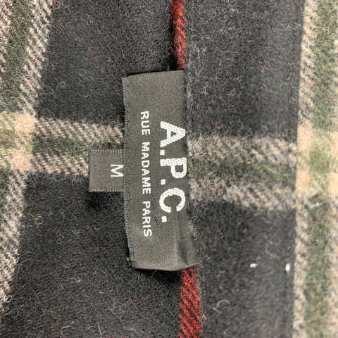 A.P.C. Size M Black Red Plaid Wool Nylon Long Sleeve Shirt