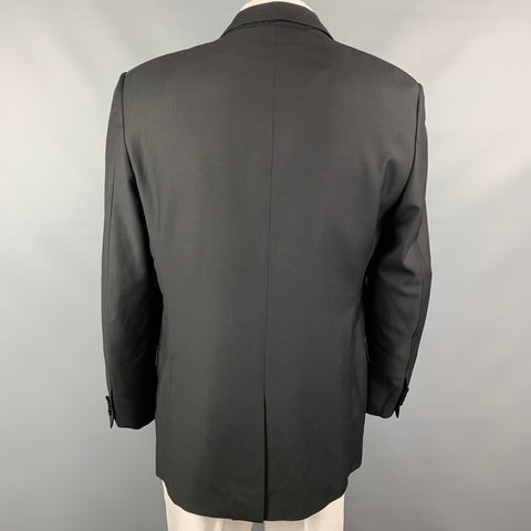 CALVIN KLEIN COLLECTION Size 44 Black Wool Tuxedo Sport Coat