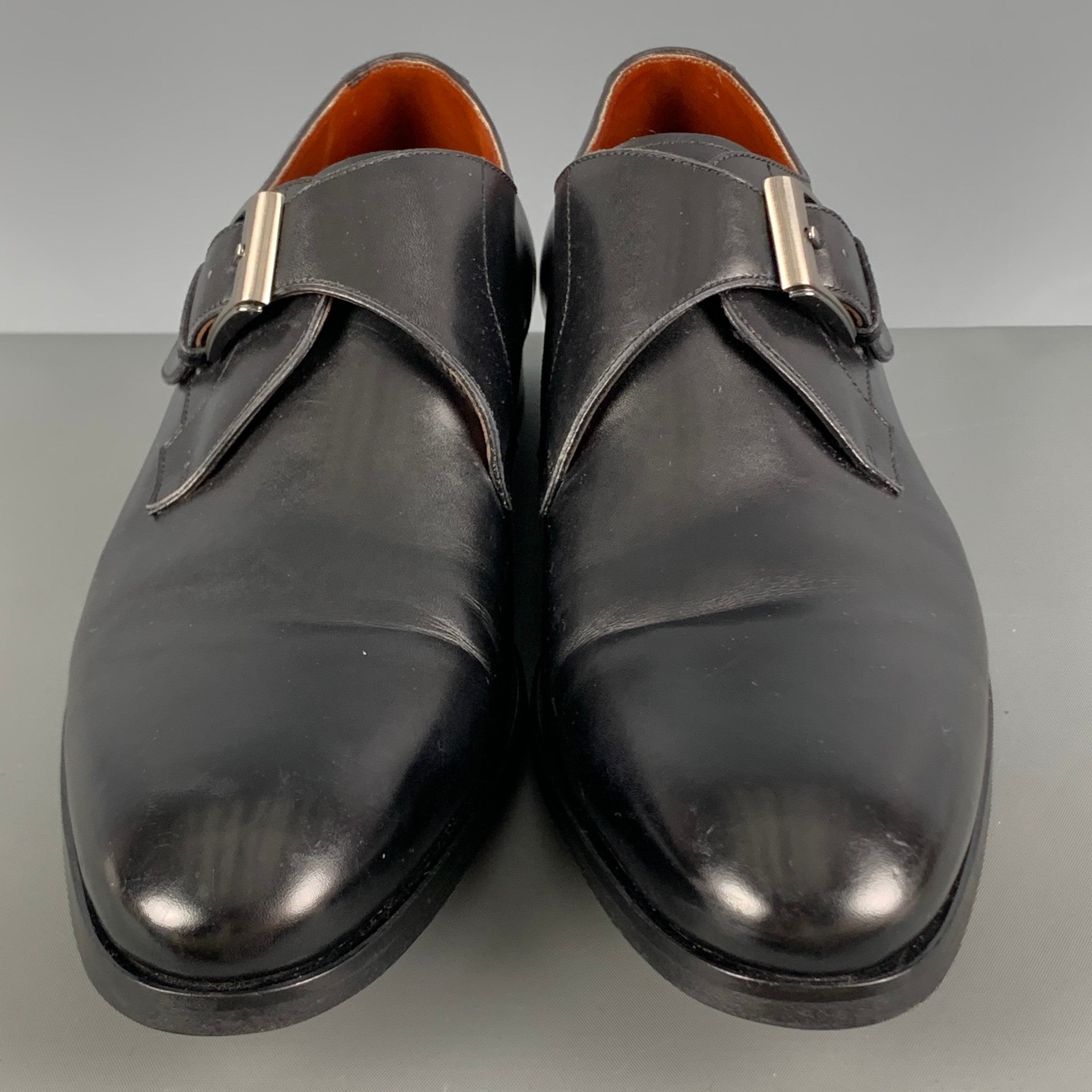 MAGNANNI SELECCION Size 10.5 Black Leather Monk Strap Loafers