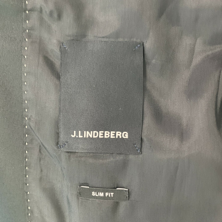 J. LINDEBERG Size 40 Black Solid Cotton Shawl Collar Sport Coat