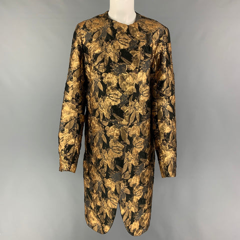URBAN ZEN Size XS Gold Black Jacquard Metallic Collarless Coat