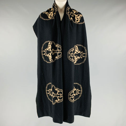 THOMAS WYLDE Black Beige Skull Knit Cashmere Scarves