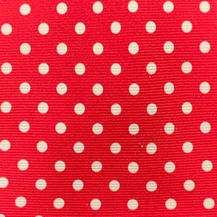 KITON Pink & White Polka Dot Print Silk Tie