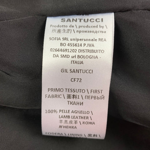 GIL SANTUCCI Size 4 Charcoal Lamb Leather Fringe Jacket