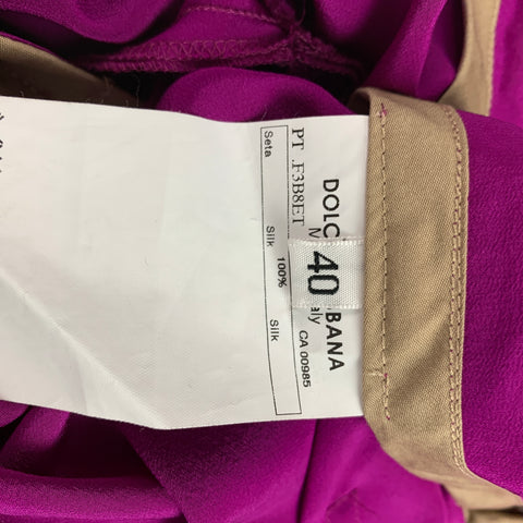 DOLCE & GABBANA Size 4 Purple Beige Silk Shorts