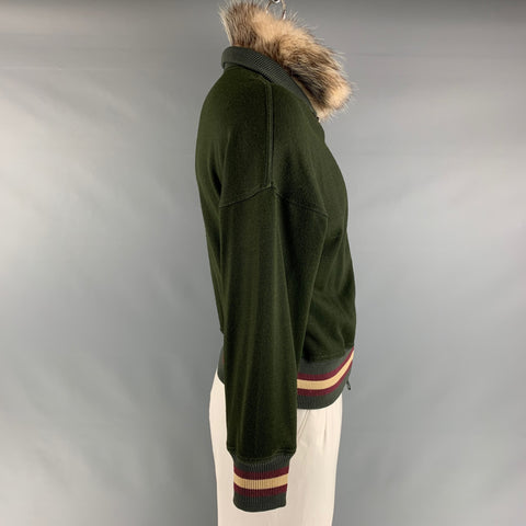 JEAN PAUL GAULTIER Size L Olive Solid Viscose Cotton Jacket