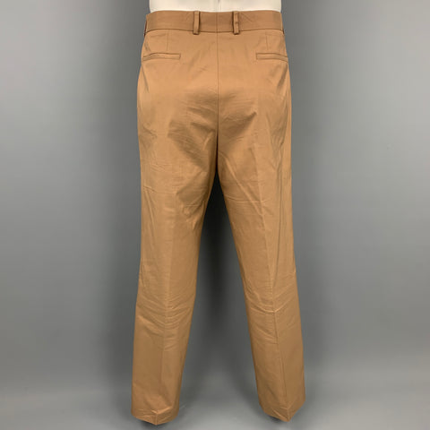 HUGO BOSS Size 44 Regular Tan Cotton Notch Lapel Suit