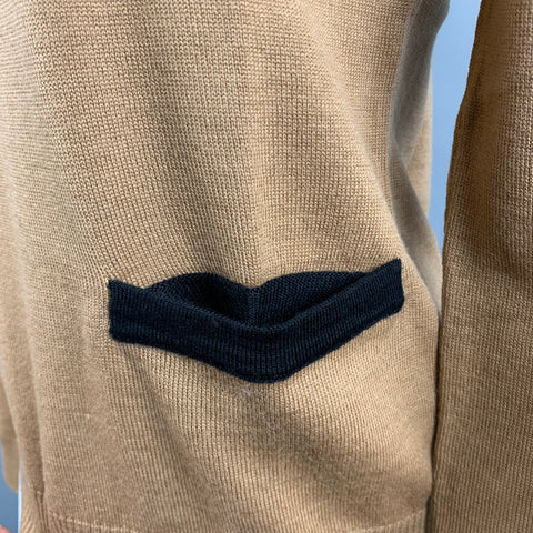 LOVE MOSCHINO Taille 6 Beige Noir Laine / Acrylique Color Block Poches Avant Gold Stars Pull