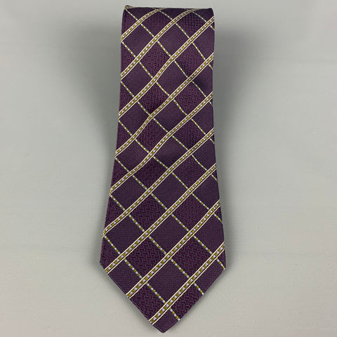 BRIONI Purple White Textured Silk Tie